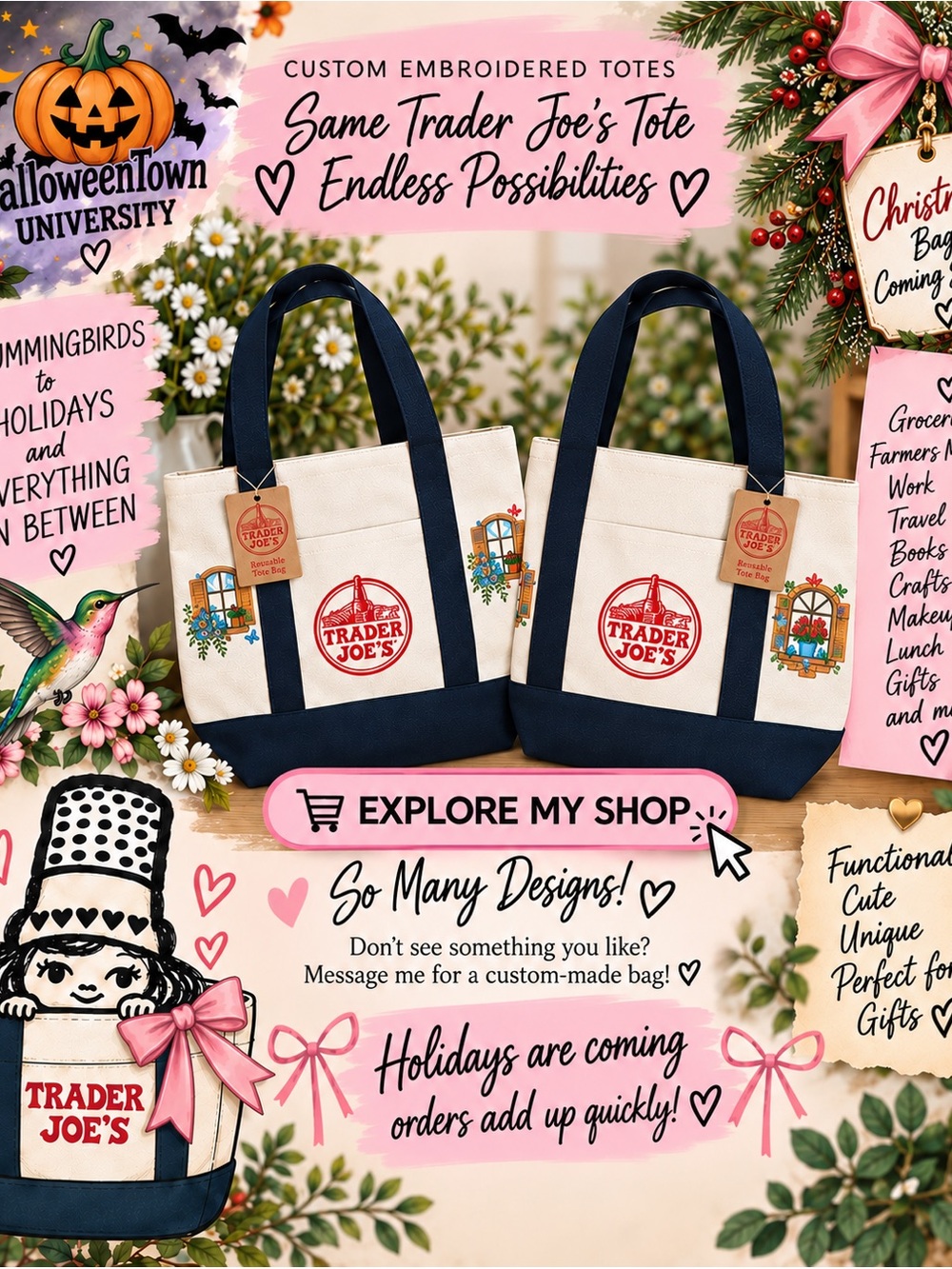 Custom Embroidered Totes • Endless Possibilities